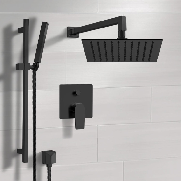 Shower Faucet, Remer SFR46, Matte Black Shower Set With Rain Shower Head and Hand Shower